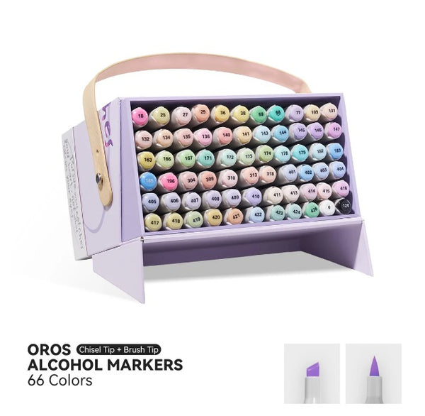 66 Alcohol Markers Pastel Colors Paint Markers Dual Tip for Coloring