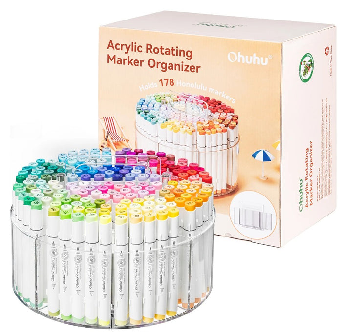 Ohuhu 360° Rotating Clear Acrylic Marker Organizer