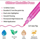 12 pack Glitter Multi Colored Pens Art Supplies